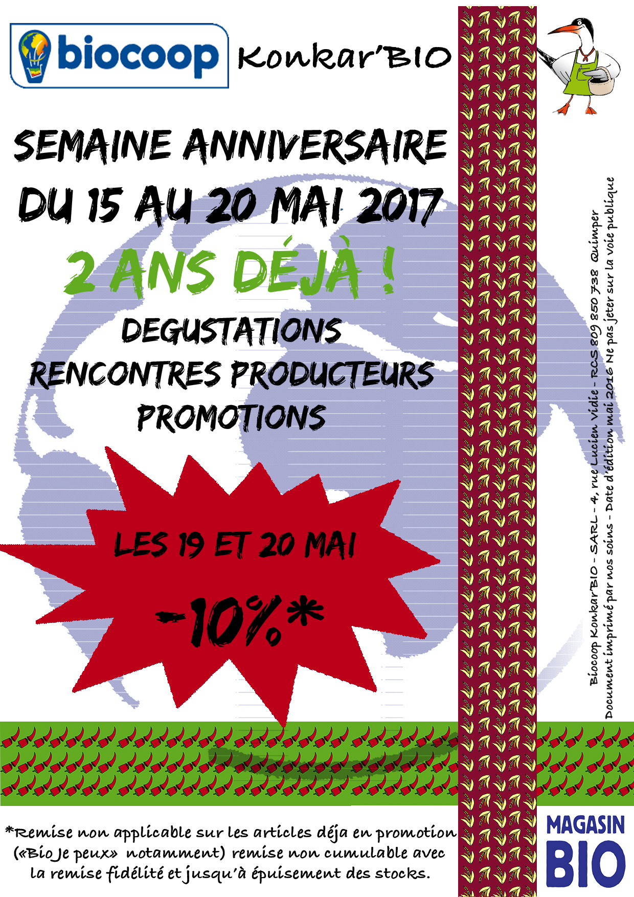 Semaine d'anniversaire ! du 15 au 20 mai 2017