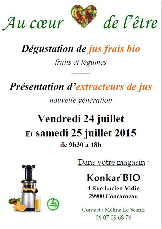 les 24 et 25 juillet : présentation d'extracteurs de jus