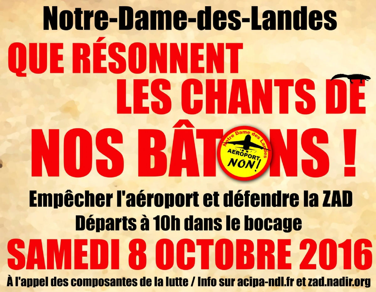 NDDL : journée d'action le 8 octobre // car au départ de Quimper